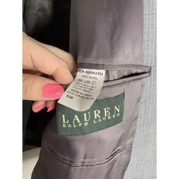 Lauren Ralph Lauren Men’s Wool Single Breasted Blazer Gray Size 52R Two Button - Picture 3 of 13
